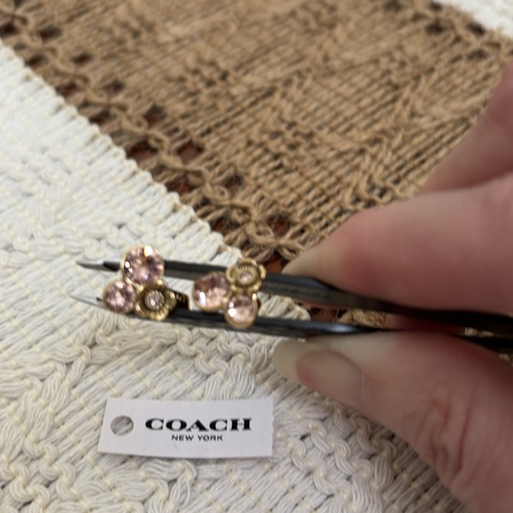 Coach Tea Rose Mini Pink Crystal Cluster Stud Post Earrings - Picture 12 of 12